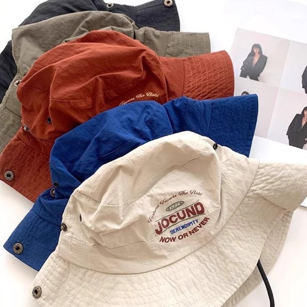 Chapeau de pêcheur en maille de nylon créatif Chapeau seau imperméable à séchage rapide pliable Chapeau de soleil souple Chapeau de soleil avec impression de lettres Sport