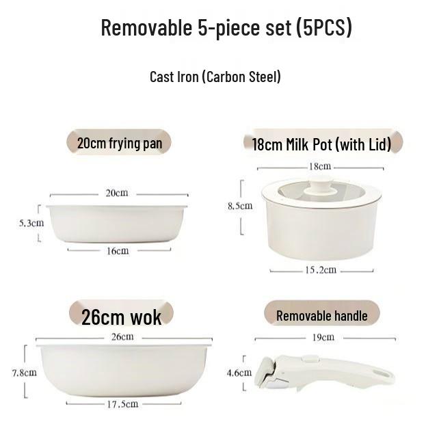 16-Piece Non-Stick Cookware Set with Detachable Handles