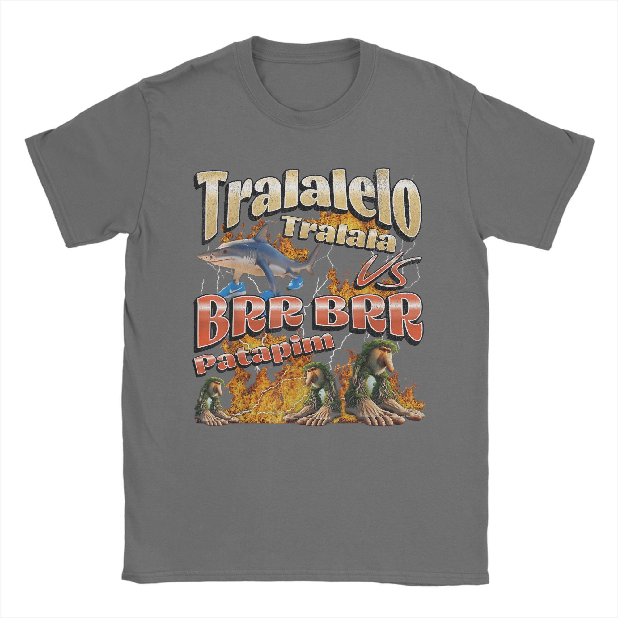 Men Tralalelo VS Brr Patapim Meme T Shirt Funny Italian Brainrot Cotton merch Novelty Short Sleeve O Neck Tees Summer T-Shirt 4XL
