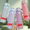 1PC Thank You Bold Colorful Letter Print 750ml Color Plastic Sports Water Bottle Leakproof Flip Straw Lid Suitable for Sports Office Home Use