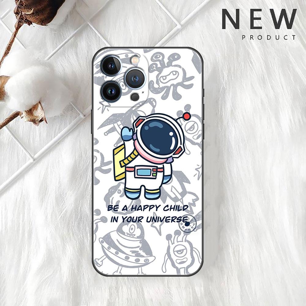 Astronaut Universe Funda Case For Apple iPhone 14 11 13 12 Pro 7 XR X XS Max 8 Plus 6 6S 14Pro Black Soft Phone Shell