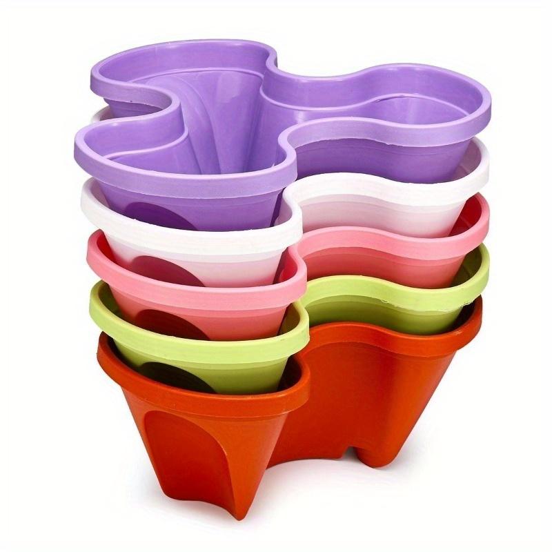 1PC Stackable Plastic Flower Pot Planter Plant Vase Holder Nursery Pots 5 Colors Home Garden Balcony Decoration