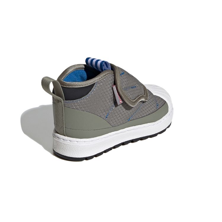 Adidas Originals Superstar Series Round Toe Velcro Warm Mid-Top Walking Shoes Baby Shoes Green FW1106
