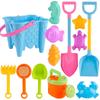 Beach Sand Toy Set with Shovels Rake Watering Can Sifter Molds and Bucket for Outdoor Water and Sand Activities