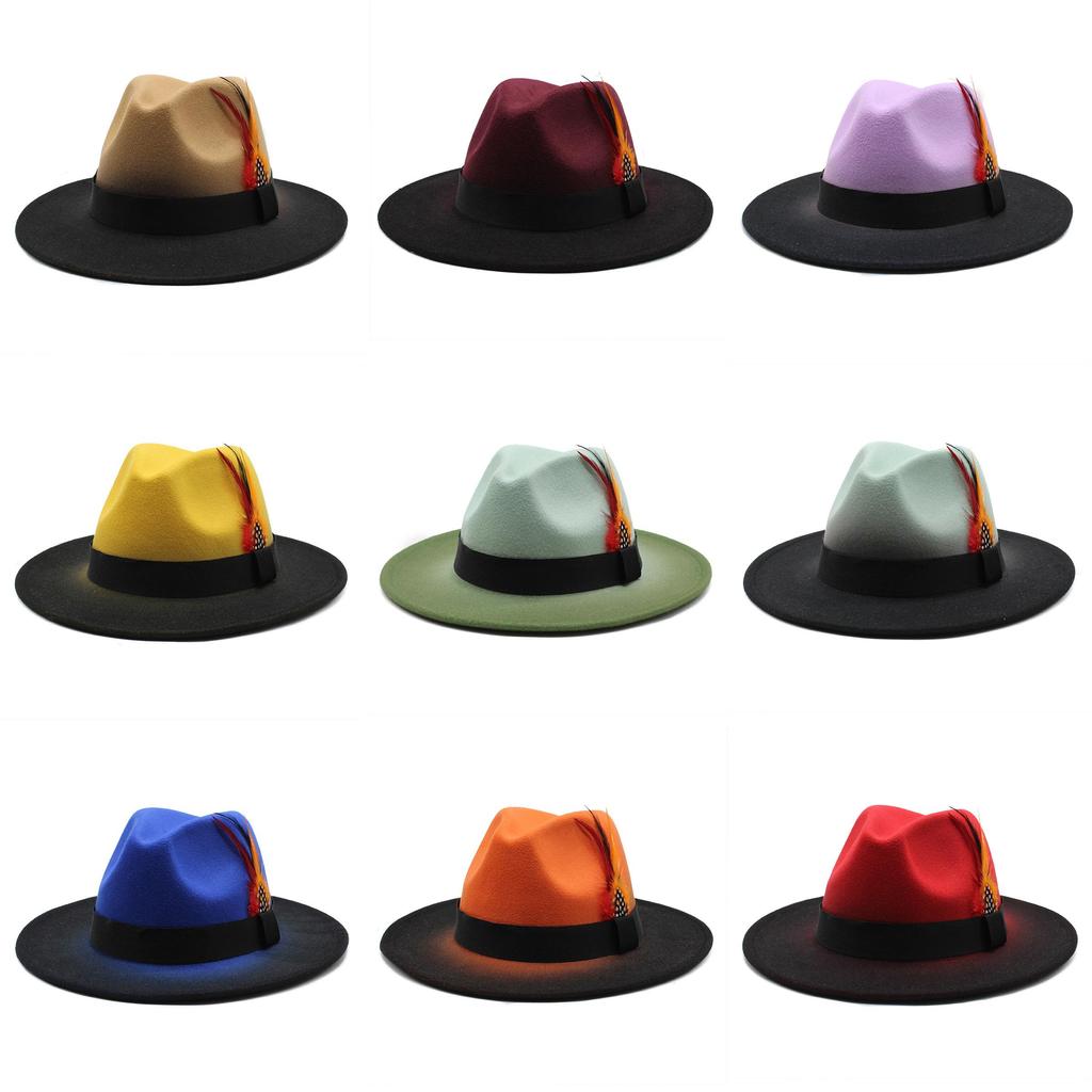 Fedora Hat For Men Women With Gradient Color Wool Felt Sun Protection Outdoor Fashion Accessory