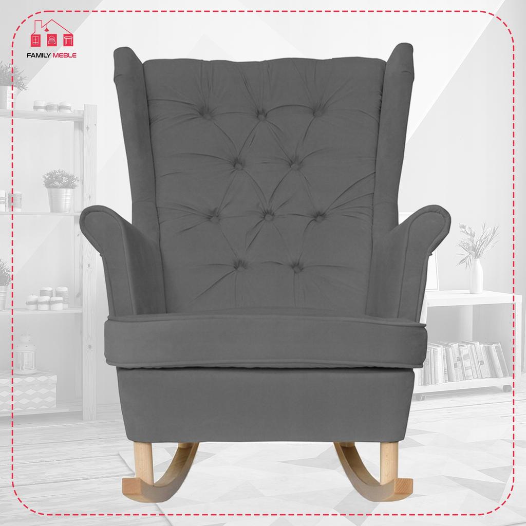 Wing Chair Gaja Rocking Scandinavian Family Meble Gray Velvet Comfortable Anthracite