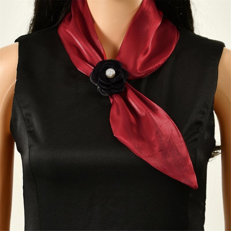 Adjustable Flower Neckerchief Removable Soft Touches Polyester Neck Wrap for Daily Wear Or Occasion