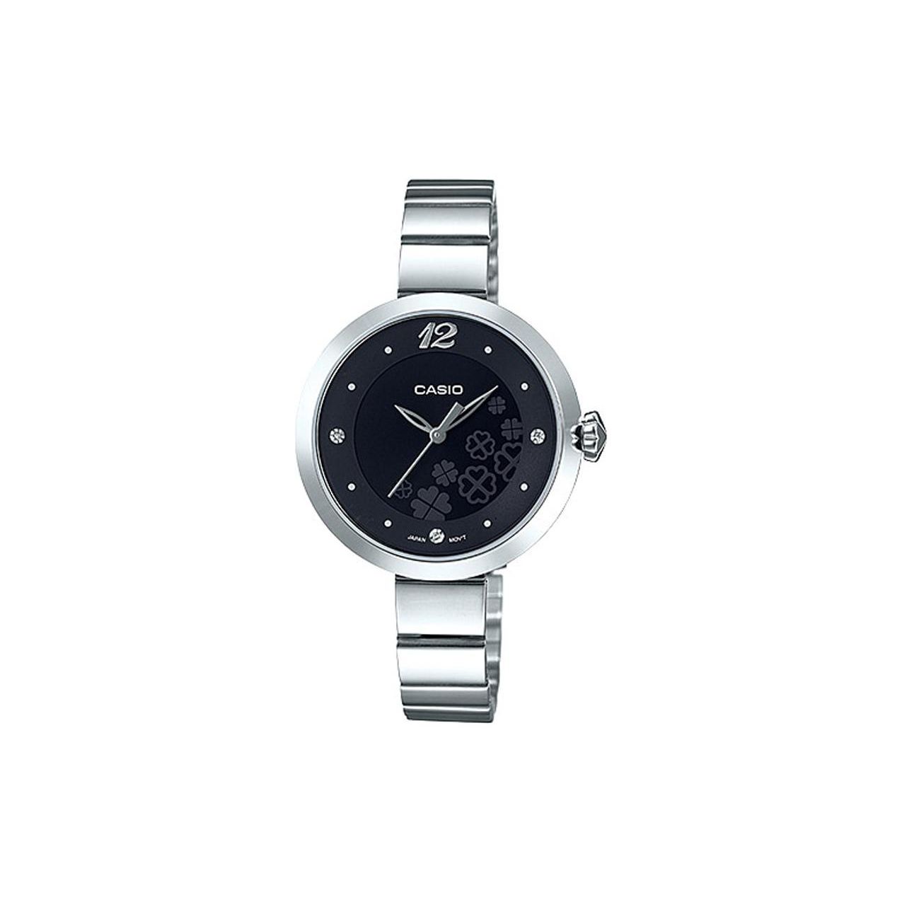 Casio Pointer Series Life Waterproof Quartz Movement Watch Women Watches Black LTP-E154D-1A Black Dial
