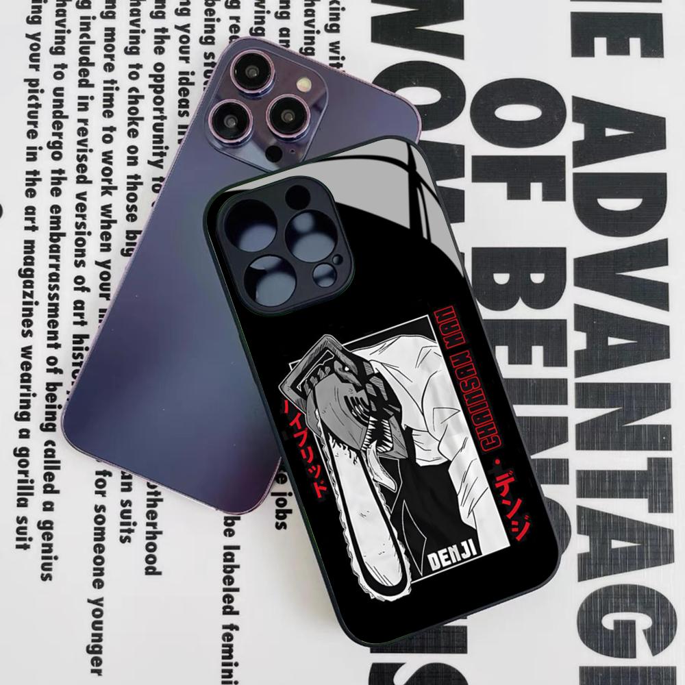 C-ChainsawS M-Man Aki Hayakawa Phone Case for Iphone 16 15 14 12 11 13 Pro Max Mini 8 X Xr Xs Puls Black Glass Cover