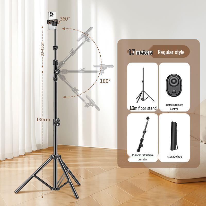 Adjustable Multi-Functional Phone Tripod with Universal Clamp and Free Rotation