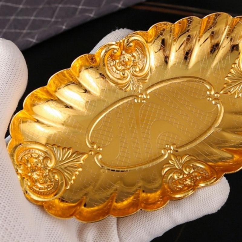 Metall Oval Spitze Kleine Obstplatte Hotel Buffet Präsentation Kalte Speisen Gebäcktablett Langlebig Catering Ovale Platte für den Foodservice