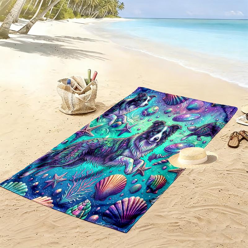 Galaxy Dogs Print Beach Towel, Large Soft Quick Dry Towel for Beach Camping Swimming