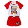 Kids' Summer Sports Two-Piece Set: Color Block T-Shirt & Shorts
