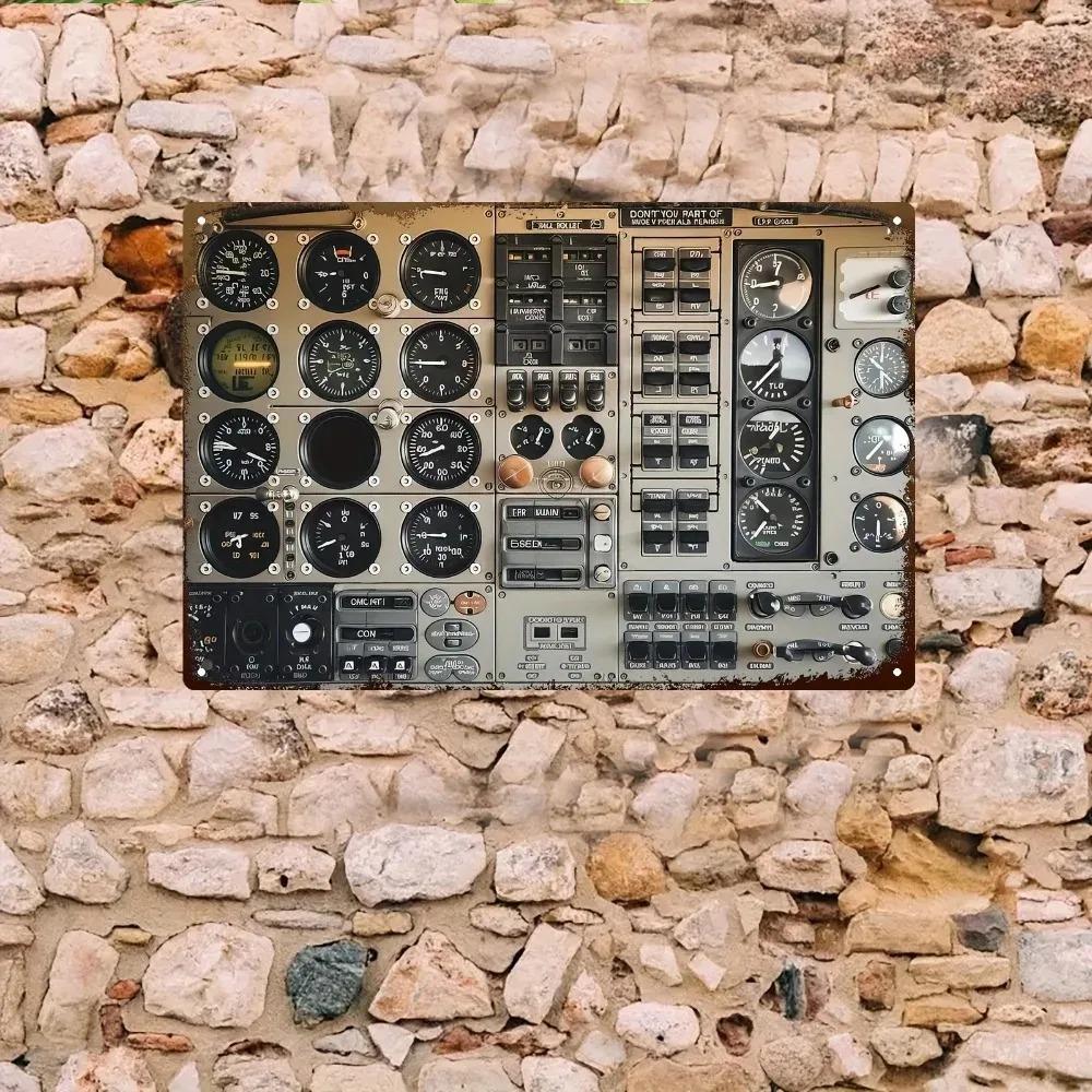 Vintage Metal Aircraft Cockpit Panel 8x12 Inch Aviation Gauge Board Dashboard Replica