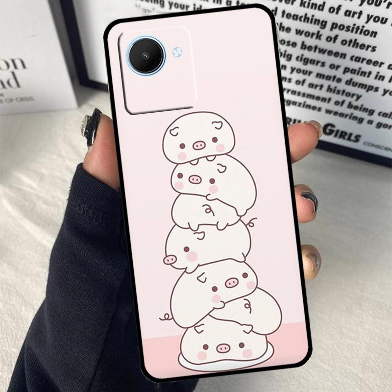 Adorable Cute Pigs Piglets For Realme GT7 Pro GT6 C67 C65 C63 C61 C55 C53 C51 C71 C75 10 11 12 13 14 15 Pro Plus Case