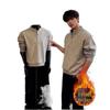Men's Autumn/Winter Fleece-Lined Henley Long-Sleeved T-Shirt: Thick, Warm, Loose-Fit Base Layer