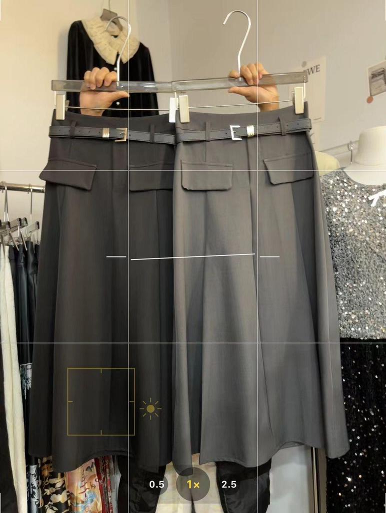 Gray Pleated High-Waist A-line Slimming Skirt for Women – Spring/Summer 2026 Collection