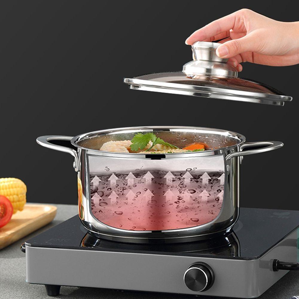 Steel Non-stick with Glass Lid Thickened Pan Boiler Cookware Steamer Pot Pot Milk Pot Soup Pot