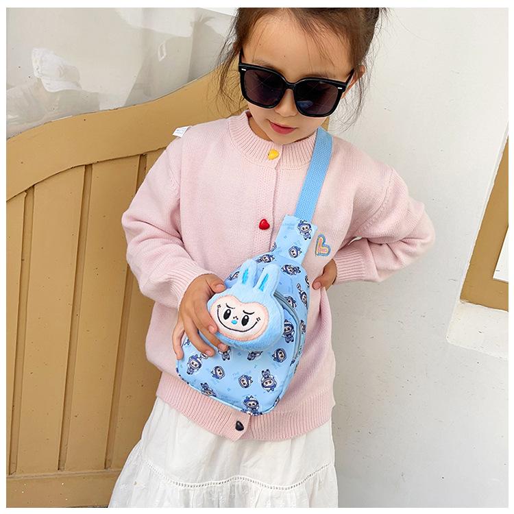 Summer new children's cartoon Labubu chest bag waist bag versatile crossbody bag travel lightweight storage bag