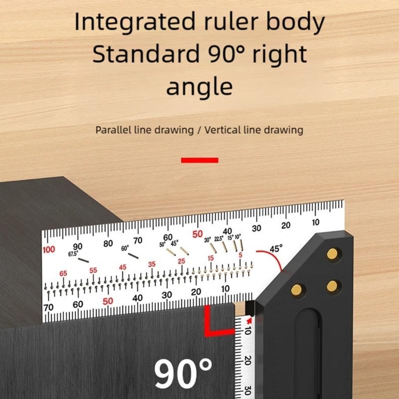 Multiple Functional Steel Carpenter Tool 45° Angles Guide & 90° Layout Square Upgrades for Accurate Marking & Measuring