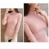 Herbst Frauen Mock Neck Rüschen Pullover Langarm Strick Boden Feste Pullover Streifen Für Frauen Pullover Winter