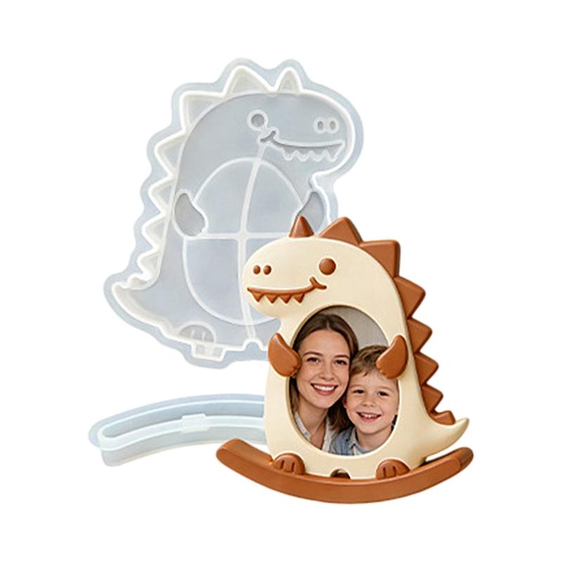 Silicone Mold For Lovely Animal Shaped Resin Photo Frame With Rocking Base Cats Dog Dinosaur Picture Frame Mould