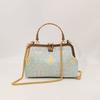 Kiss Lock Handbag for Women, Vintage Evening Bag with Detachable Chain