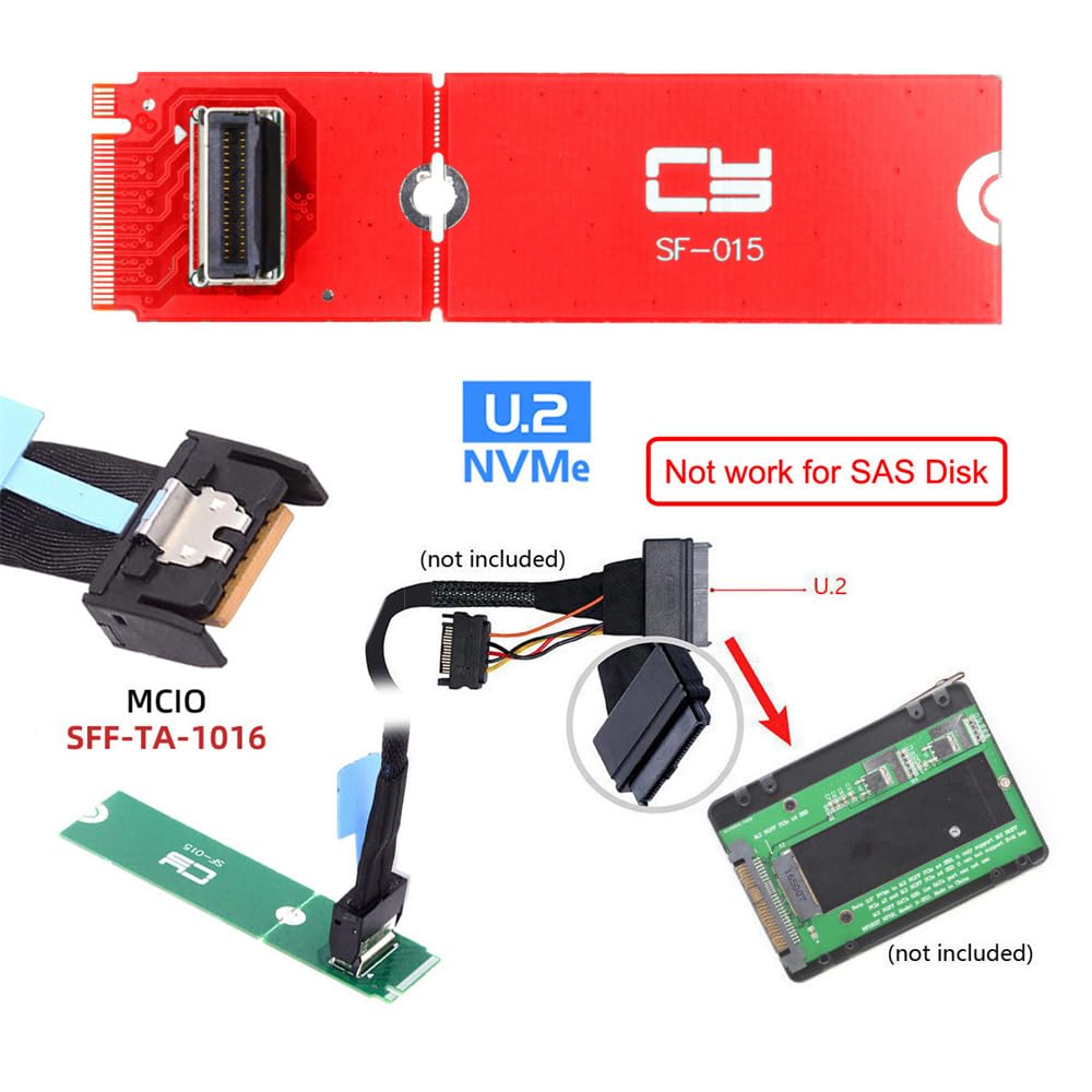 xiwai to MCIO Female Mini Cool Edge Host Adapter Conversion Expansion Board for PCIe NVMe SSD 2280 2230 Converter Card PCI-E 5.0 4.0 M.2 M-Key I/O