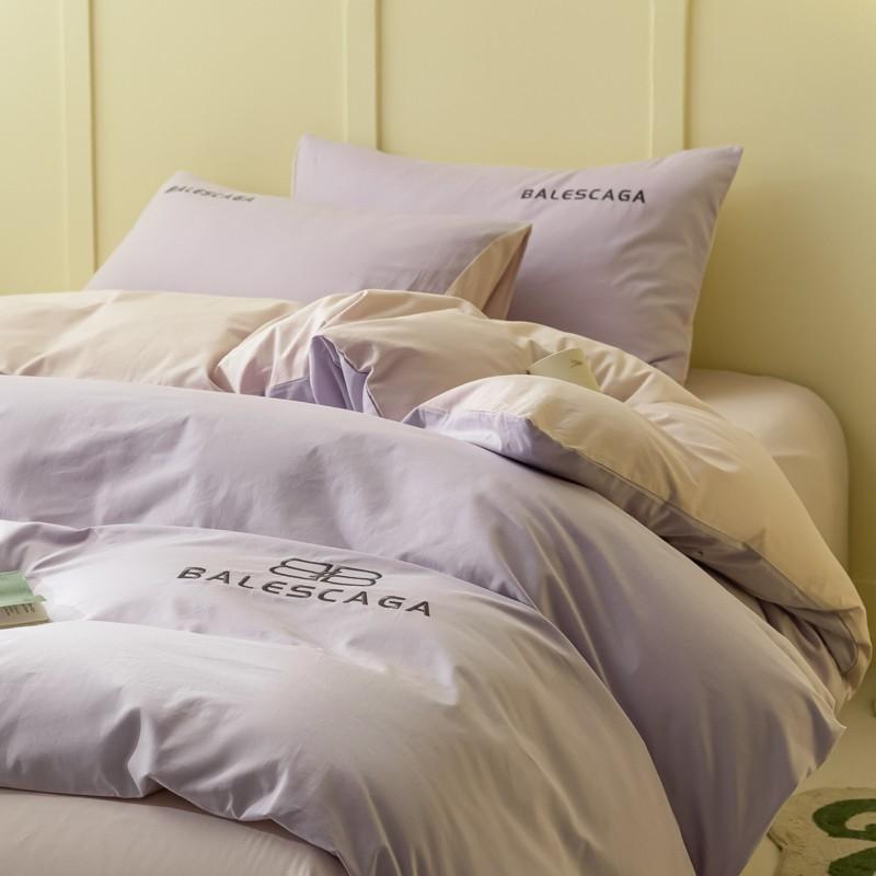 Light luxury double 120 count long-staple cotton bed four-piece set of pure cotton sheets and fitted sheets embroidered duvet cover and duvet cover