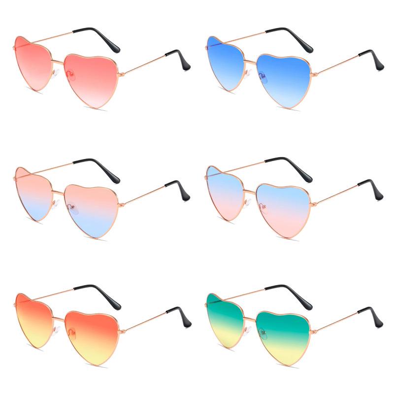 Korean Style Retro Peach Heart Sunglasses with Ocean Lens - Unisex Fashionable Heart-Shaped Eyewear