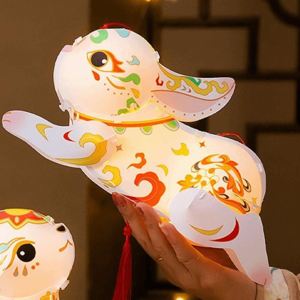 Chinese Style Flying Rabbit Lantern Glowing LED Lantern Toys Handheld Rabbit Lantern  Kindergarten