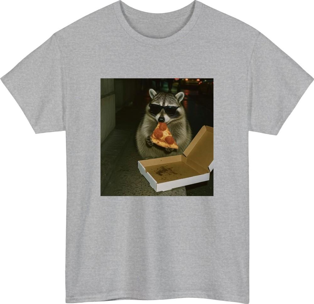Funny Raccoon Eating Pizza TShirt Cool Sunglasses Animal Meme Unisex Tee Top
