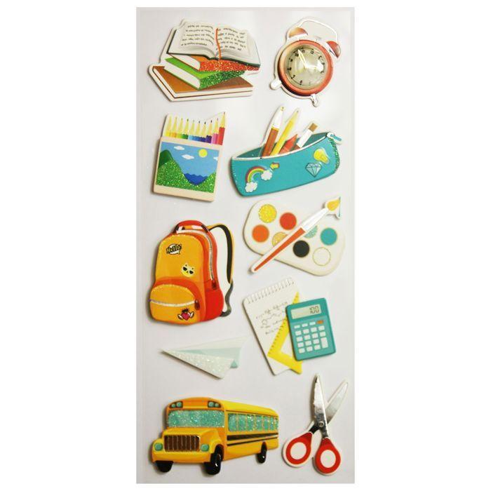 Glitter 3D Stickers - Back To School