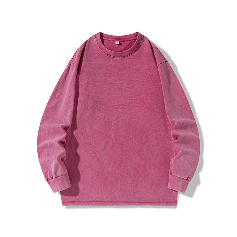American Retro Washed Old Long-sleeved T-shirt Men's Summer Tide Brand Trendy Medium-sleeved Crew Neck Sweater