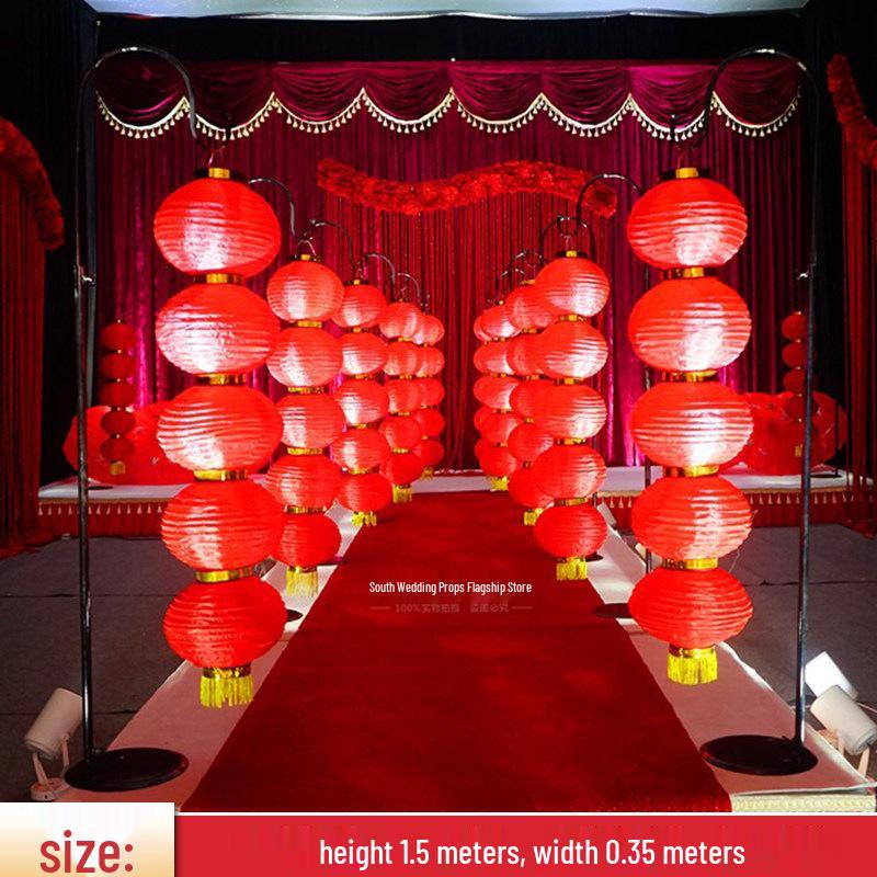 Antique Chinese Style Wedding Lantern Set: Three-Piece Curved Hook Road Guide with Luminous Han Tang Palace Design