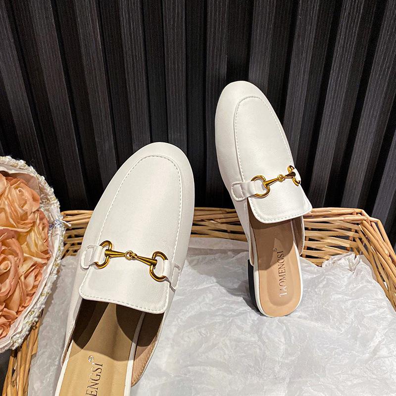 -A [] Casey's cocktail party horse buckle bag head Muller slippers women's half drag outside sandals