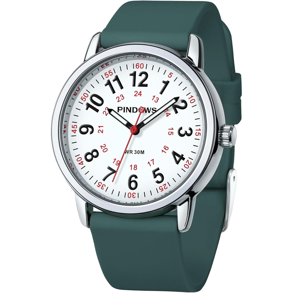 PINDOWS Women s Analog Quartz Watch, Unisex Military Style, 30m Water Resistant, Luminous Dial