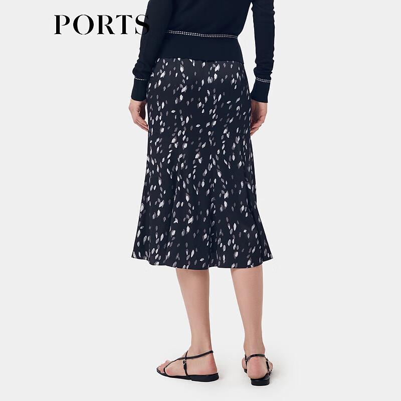 Ports Women's Retro Elegant Printed Fishtail Midi Skirt
