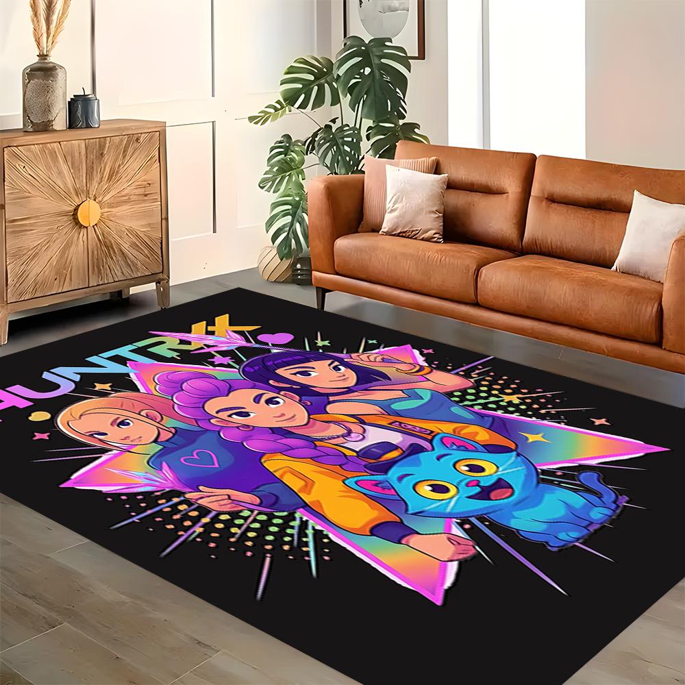 Magische Meisjes in Neonlichten vloerkleed voor woonkamers, slaapkamers, huisdecoratie en als cadeau.