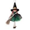 Halloween Witch Doll Decor with Broom Small Witch Figurine with Gauze Skirt Kitchen Hanging Witch Ornament for Room Door Window Halloween Decor