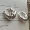 925 Sterling Silver Vintage Earrings For Women Trendy Simple Gold Round Strip Earring Jewelry Prevent Allergy Party Accessories