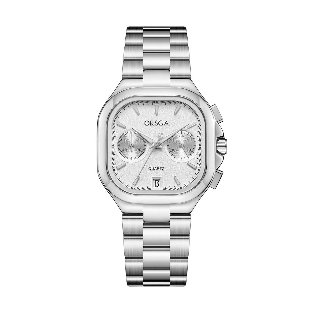 Women's S Elegant Dress Watch with Golden Stainless Steel Band Square Green Dial Waterproof Quartz Wristwatch with Luminous Hand