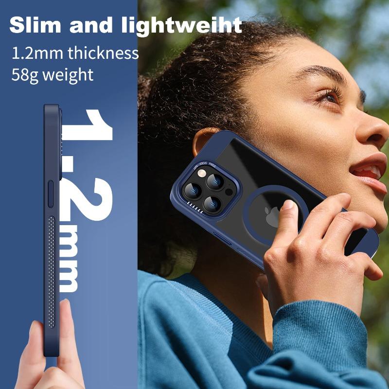Magnetic Frame Bumper Protection Phone Case for IPhone 17 16 15 14 13 12 11 Pro Max for Magsafe Acrylic Translucency Cover