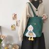 Adorable Duck Pattern Canvas Carryall With Inner Zipper Pocket For Commuting