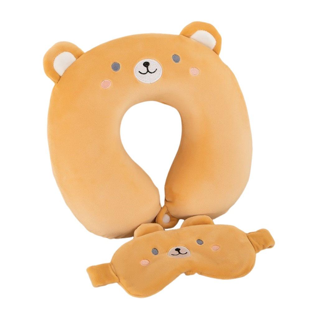 Support Travel Neck Cushion Portable Eye Mask Cute Neck Support Pillow  Office Nap