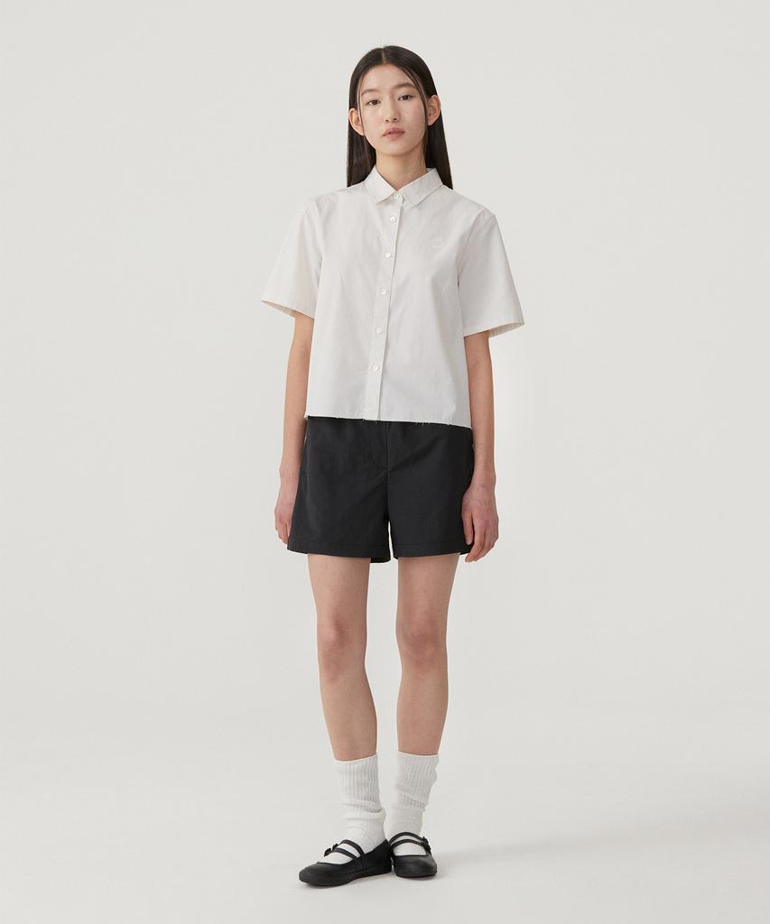 COVERNAT WOMAN Clover Heart Stripe Half Shirt Ivory