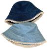 Cute Bucket Hat Lace Edge Denim Basin Hat Summer Travel Sunshade Sunscreen Show Face Small Simple Wind Bucket Hat