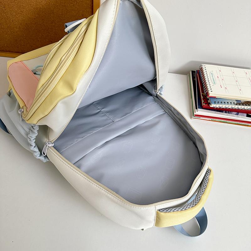 Contrast Color Student Bag Junior High School Student Backpack Women's Travel Lightweight Backpack