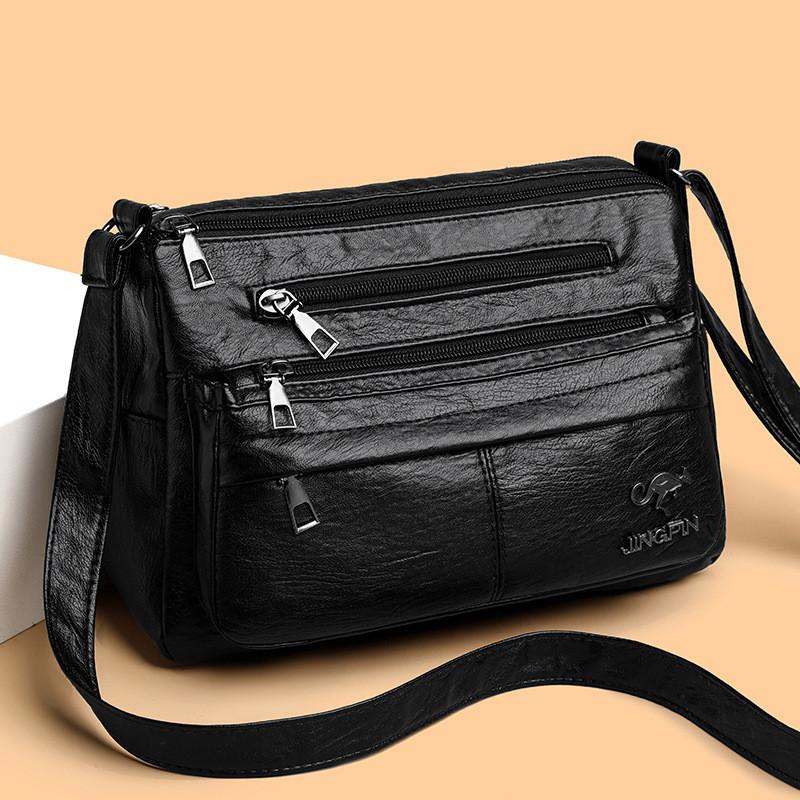 Chic Street Style Medium Square Bag Soft Pu Leather With Mobile Phone Pocket