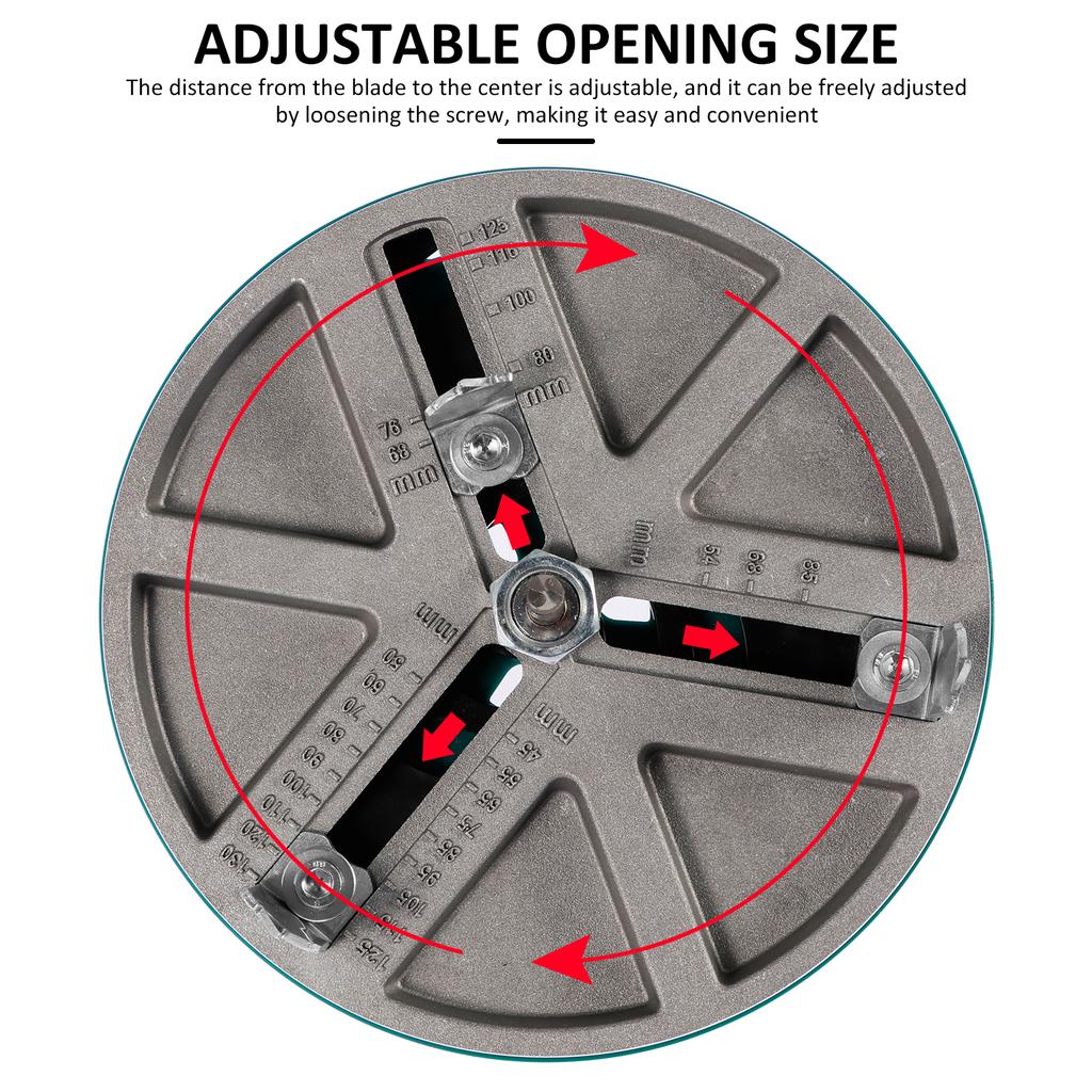 Deschizător de găuri multifuncțional pentru prelucrarea lemnului, 45-130 mm, diametru reglabil, ferăstrău rotund pentru prelucrarea lemnului